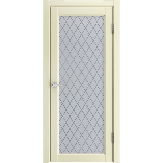 Фото двери экошпон Эмалит 1 слоновая кость со стеклом