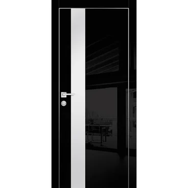 Межкомнатная дверь HGX-10 чёрный глянец с алюминиевой кромкой со стеклом