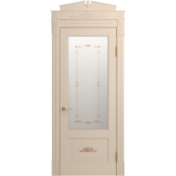 Межкомнатная дверь массив бука Viporte Бьелла Арт ваниль патина золото остеклённая