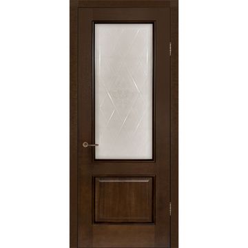 Межкомнатная дверь шпон Прага миланский орех остеклённая