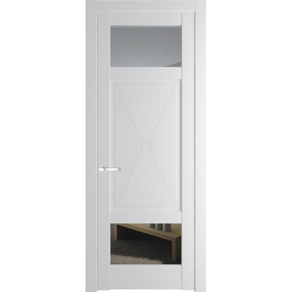 Межкомнатная дверь 1.3.2PM крем вайт остеклённая