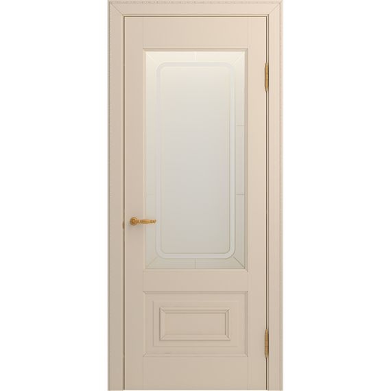 Межкомнатная дверь массив бука Viporte Неаполь ваниль остеклённая