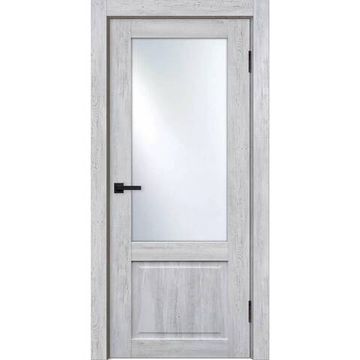 Межкомнатная дверь экошпон Классик 2 орех бьянко остеклённая