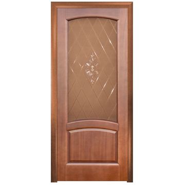 Межкомнатная дверь шпон Соло тёмный анегри остеклённая