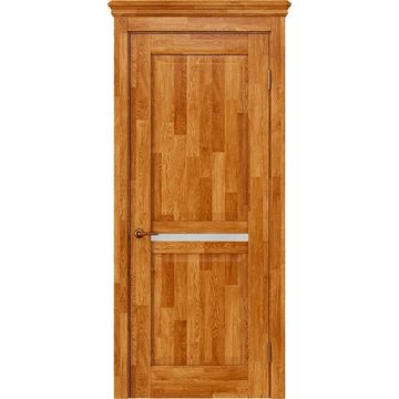 Межкомнатная дверь массив дуба селект Alvero Афина дуб натуральный глухая с узкой стеклянной вставкой