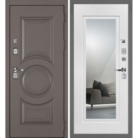 Входная дверь Плаза-177 панель белое дерево зеркало