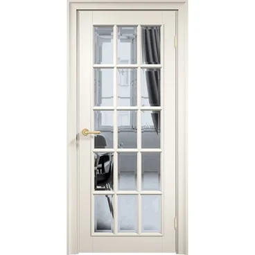 Межкомнатная дверь эмаль Дверцов Брессо 1 RAL 9010 стекло с решёткой ДО-15
