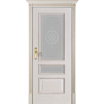 Межкомнатная дверь шпон Вена белая патина с стекло Версаче