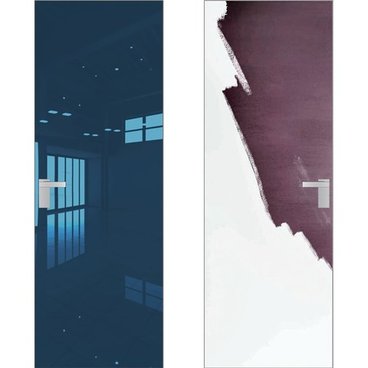 Скрытая дверь 1M внешняя сторона зеркало Blue внутри под покраску