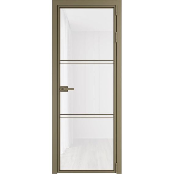 Алюминиевая межкомнатная дверь 3AХ шампань остеклённая