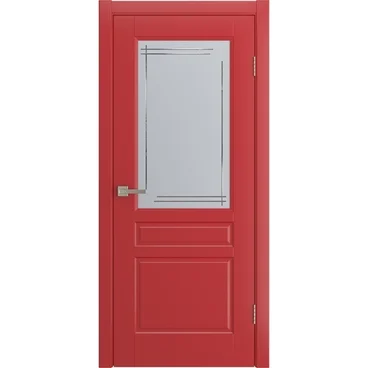 Межкомнатная дверь Бриз красная эмаль RAL 3028 со стеклом