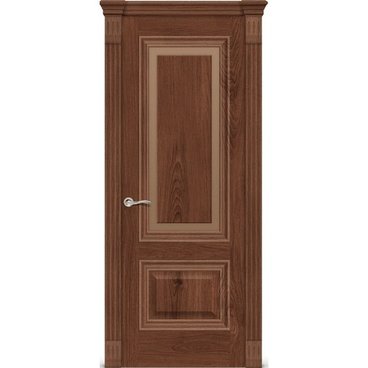 Межкомнатная дверь шпон Элеганс 4 дуб миндаль остеклённая