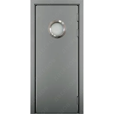 Маятниковая влагостойкая дверь Kapelli серый RAL 7040 с иллюминатором