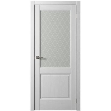 Межкомнатная дверь экошпон Нова 4 ясень белый остеклённая