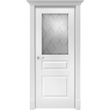 Межкомнатная дверь эмаль Ofram Прайм белая остеклённая