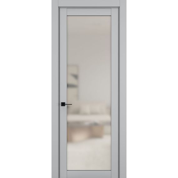 Фото межкомнатной двери керамик NC 2 шеллак серый остеклённая