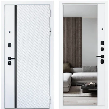 Входная дверь Ливерпуль белая с зеркалом внутри