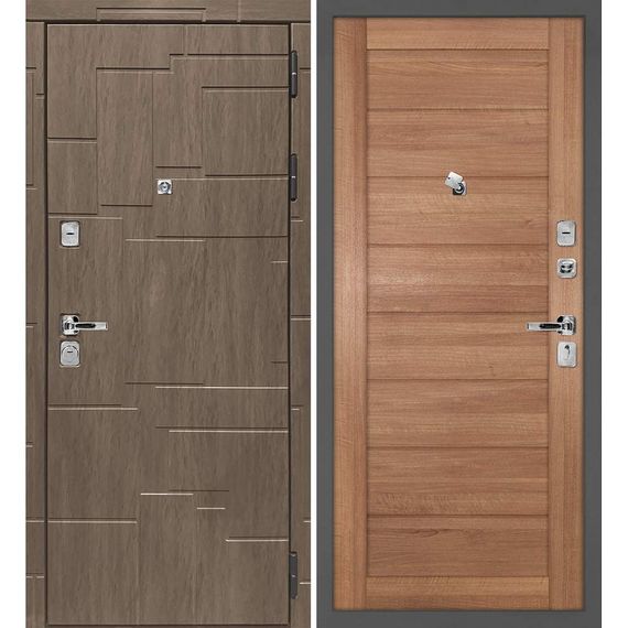 Входная дверь Домино дымчатая луна панель сборная миндаль