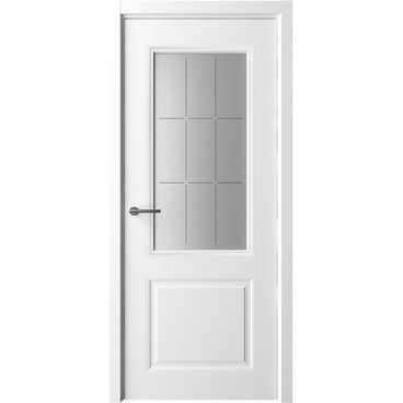 Межкомнатная дверь эмаль Albero Стиль 1 белая остеклённая
