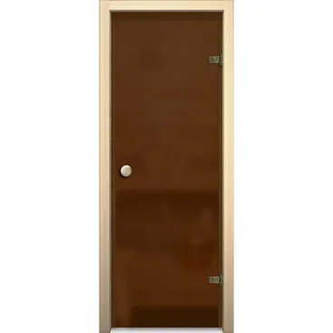 Стеклянная дверь для сауны бронзовая матовая ручка кноб