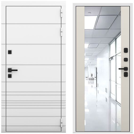 Входная дверь Бионика белый матовый панель зеркало Maxi