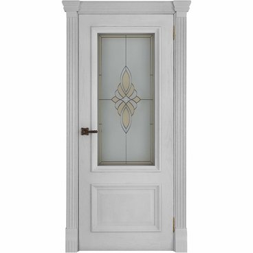 Межкомнатная дверь шпон Корсика дуб перла остекленная