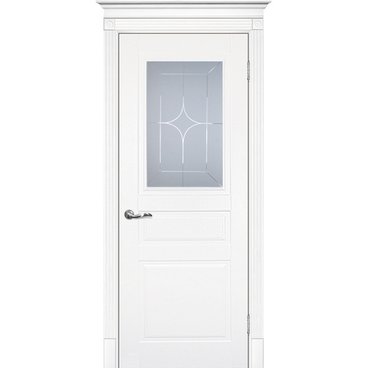 Межкомнатная дверь эмаль Текона Смальта 01 белая RAL 9003 остеклённая