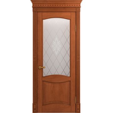 Межкомнатная дверь массив дуба Viporte Классика 2 табачный остеклённая