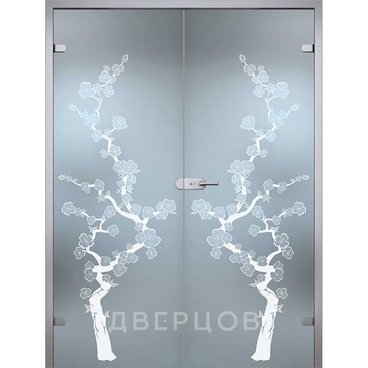 Сакура двухстворчатая распашная стекло беcцветное матовое