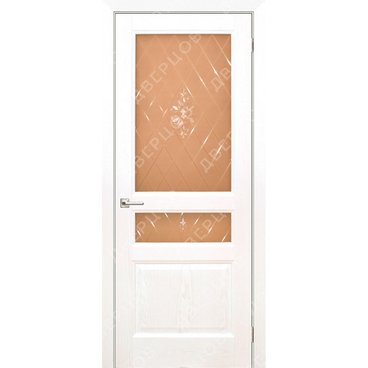 Межкомнатная дверь шпон Готика ясень белый остеклённая