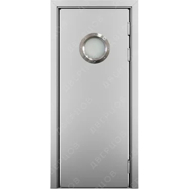 Маятниковая влагостойкая дверь Kapelli серый RAL 7035 с иллюминатором