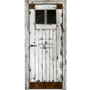 Межкомнатная дверь массив дуба Лофт Ванная RAL 9003 глухая