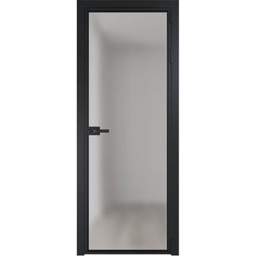 Алюминиевая межкомнатная дверь 1AX чёрная матовая RAL 9005 остеклённая