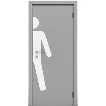 Влагостойкая дверь серая глухая с наклейкой MAN