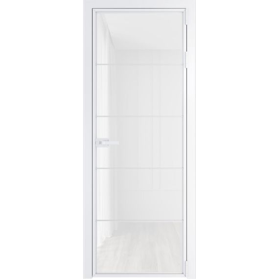 Алюминиевая межкомнатная дверь 5AХ вайт остеклённая