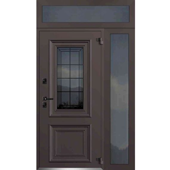 Входная двустворчатая дверь Исландия Термо AG 6004 RAL 8019 шоколад RAL 9016 белый R тип 5
