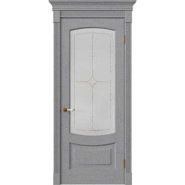 Межкомнатная дверь массив дуба Alvero Алина серый жемчуг остеклённая