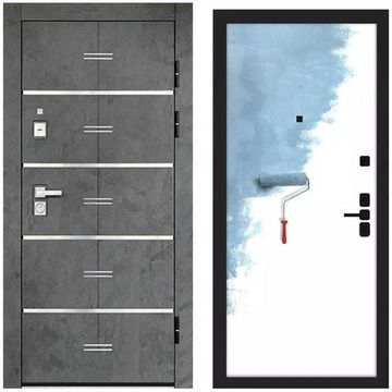 Входная дверь Флагман Z ПВХ бетон графит панель МДФ под покраску