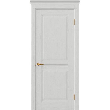 Межкомнатная дверь массив дуба селект Alvero Афина бьянко глухая с узкой стеклянной вставкой