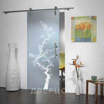 Стеклянная раздвижная дверь Лофт Сакура