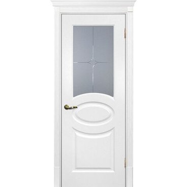 Межкомнатная дверь эмаль Текона Смальта 12 молочная RAL 9010 остеклённая