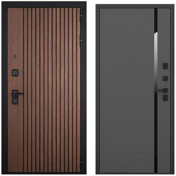 Входная дверь Шторм американский орех чёрный кварц панель пиано