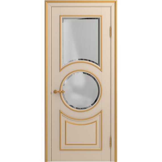 Межкомнатная дверь массив бука Viporte Лацио Амбиенте ваниль патина золото остекление 2