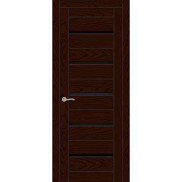 Межкомнатная дверь шпонированная Ситидорс Турин 5 ясень шоколад остеклённая