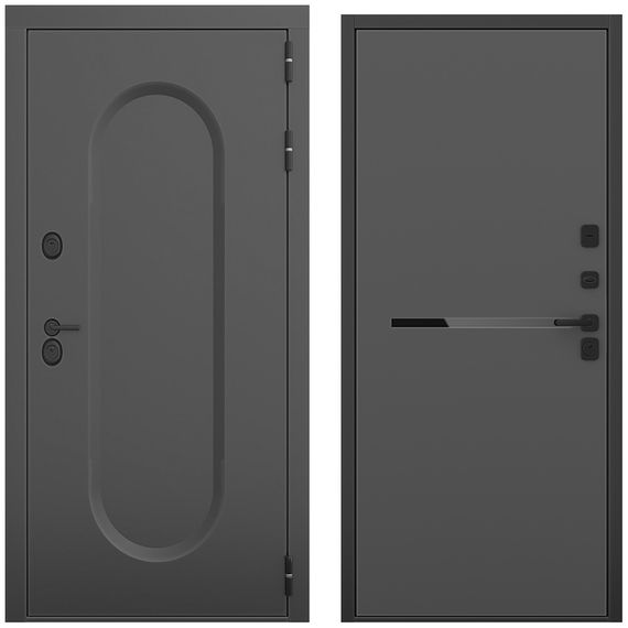 Входная дверь Мэмфис чёрный силк панель горизонт антрацит