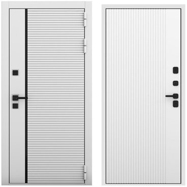 Входная дверь Пиано белый матовый панель шторм