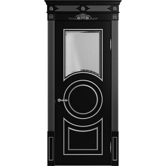 Межкомнатная дверь массив бука Viporte Лацио Амбиенте нуар патина серебро остекление 1