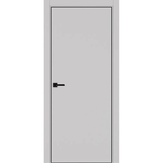 Межкомнатная дверь экошпон Неаполь 1 пепельный алюминиевая кромка глухая