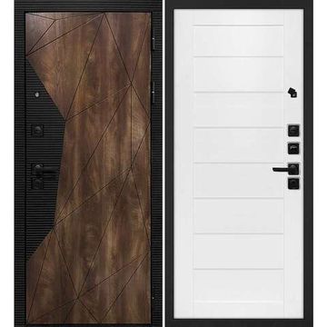 Входная дверь Лофт-2 дуб коньяк патина чёрный кварц панель сборная