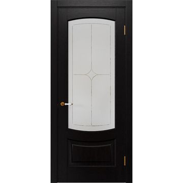 Межкомнатная дверь массив дуба Alvero Алина венге остеклённая